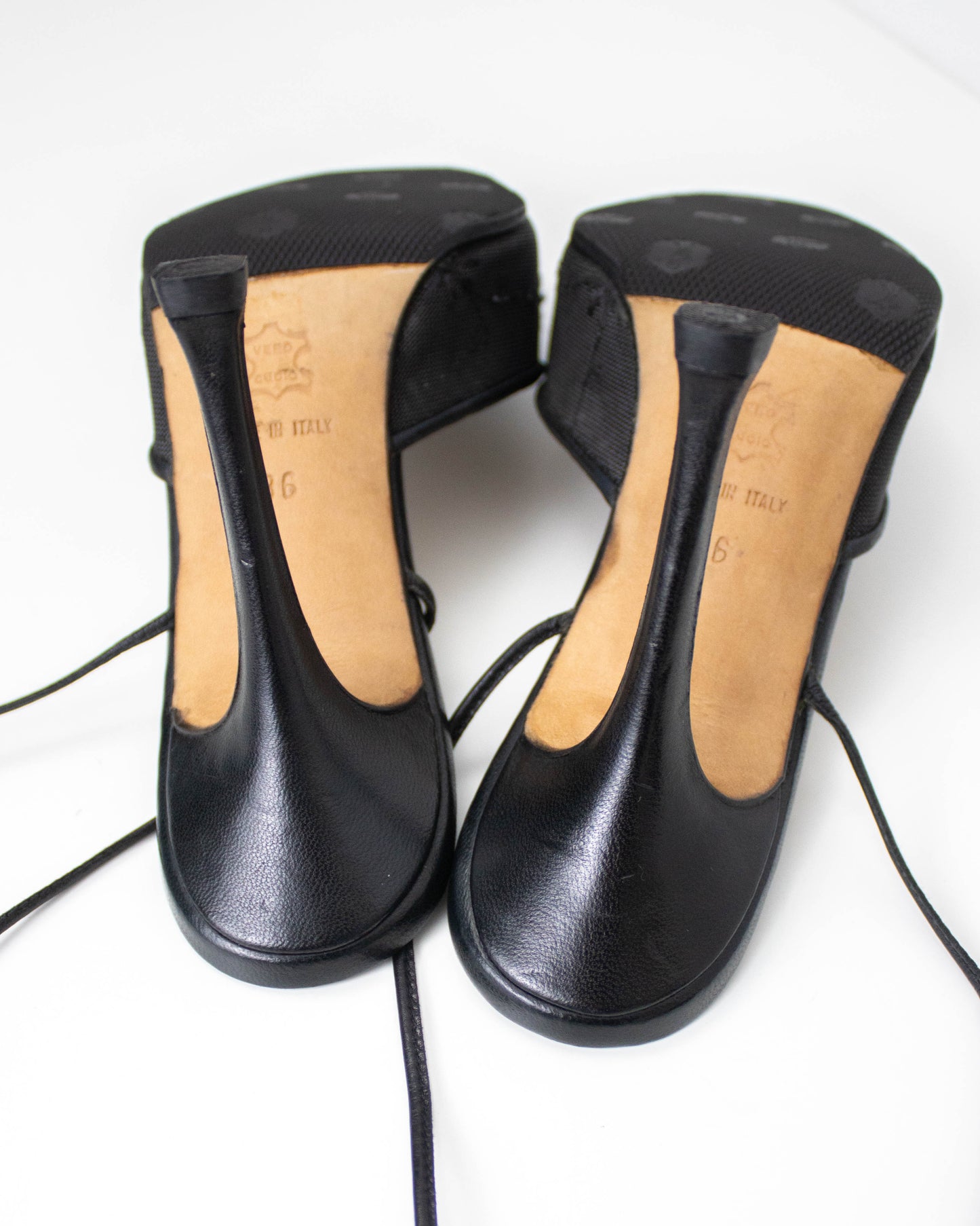 Vintage Manolo Blahnik Sheer Floral Embroidered Mule Ankle Wrap Heels / 36 (US 6)