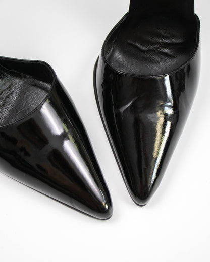 Vintage F/W 1997 Gucci Black Patent Leather Mary Jane Metal Heels / 37 (US 7)