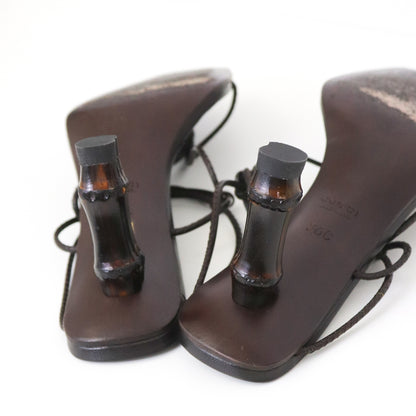 Vintage S/S 2002 Gucci by Tom Ford Brown Bamboo Heel Mules / 36 (US 6)