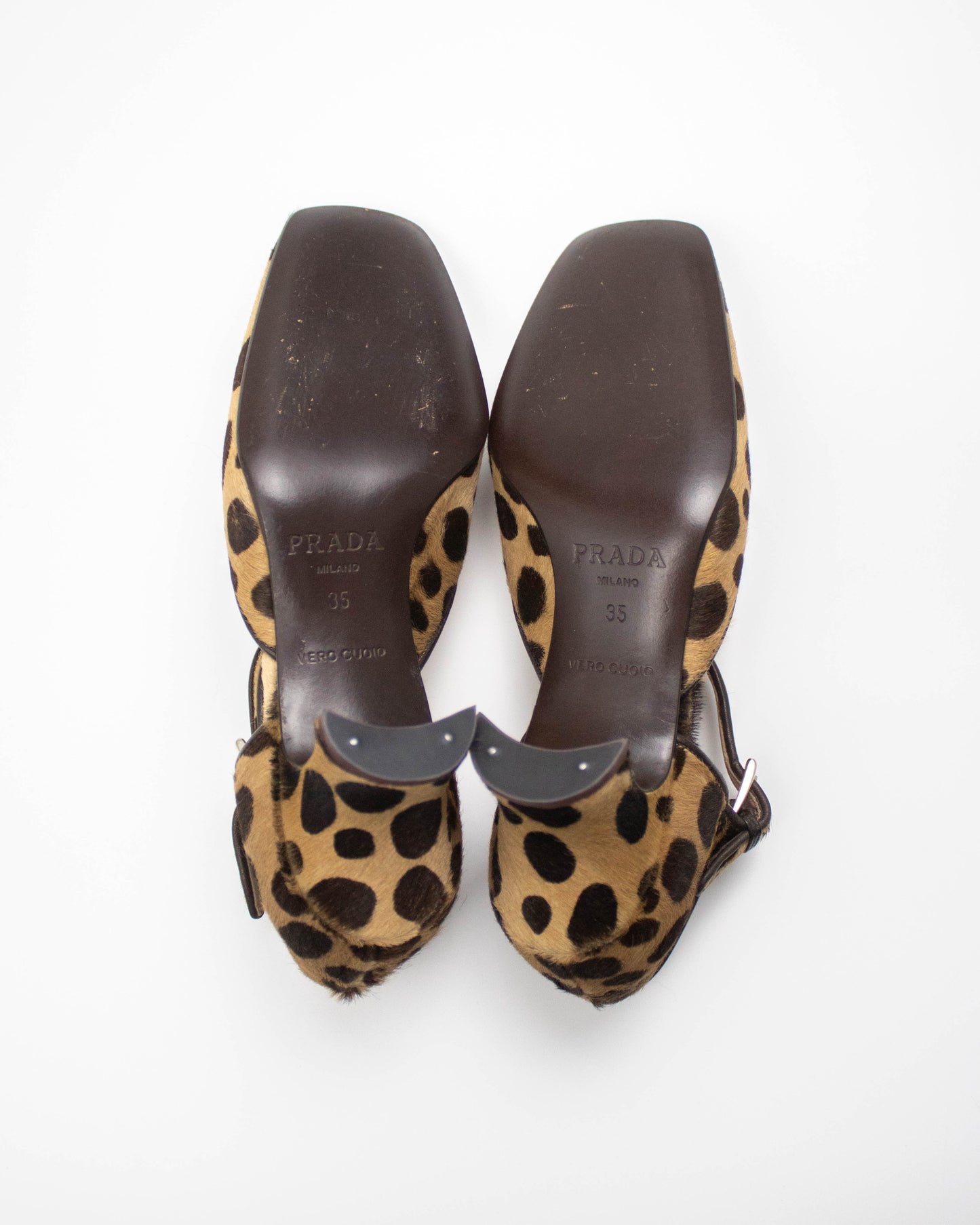 Vintage F/W 1995 Prada Leopard Pony Hair Mary Jane Heels / 35 (US 5)