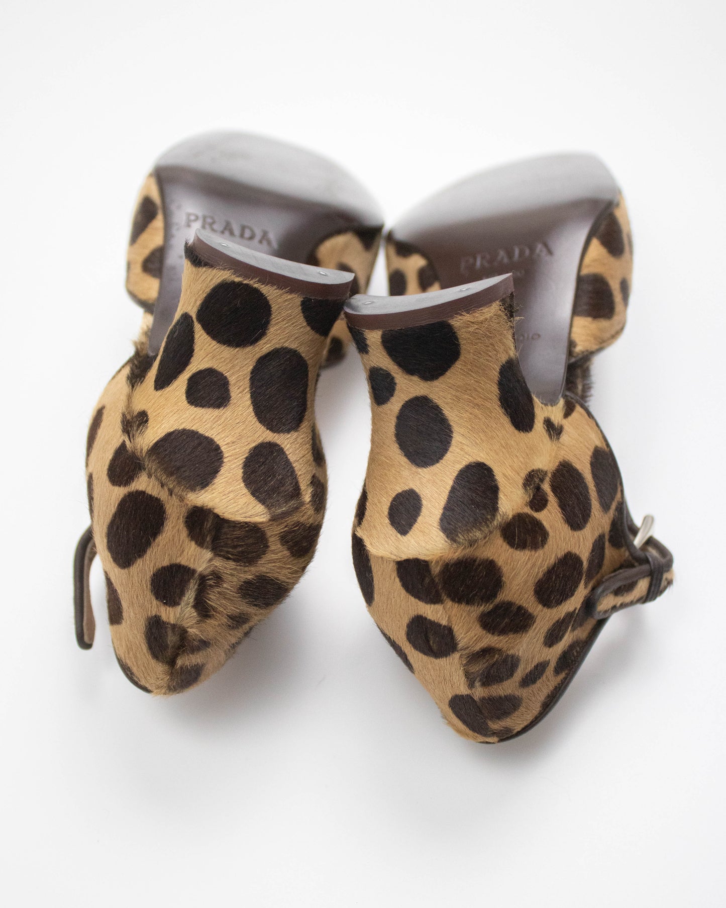 Vintage F/W 1995 Prada Leopard Pony Hair Mary Jane Heels / 35 (US 5)