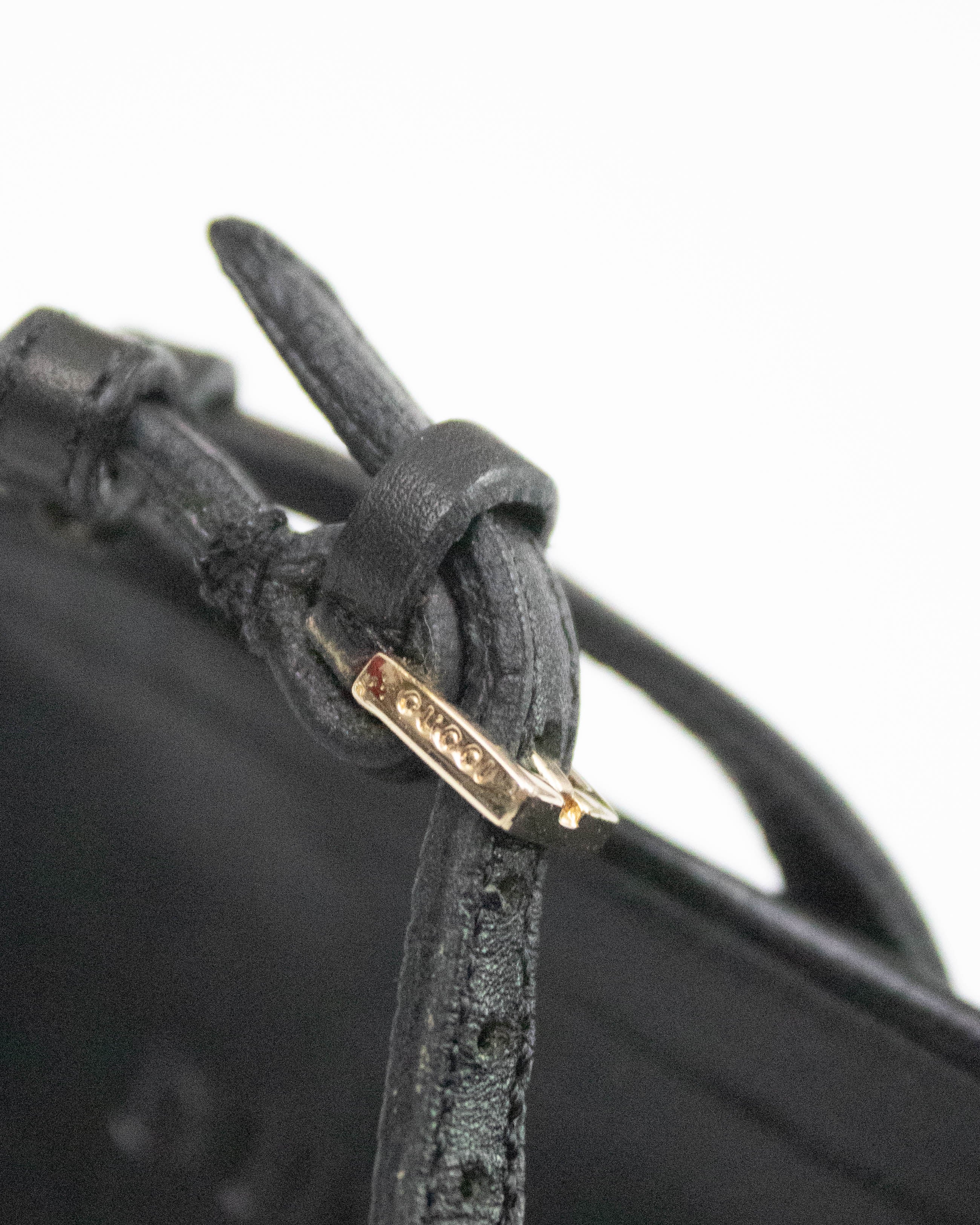 Vintage Gucci Black Leather Interlocking G Logo Strappy Sandals
