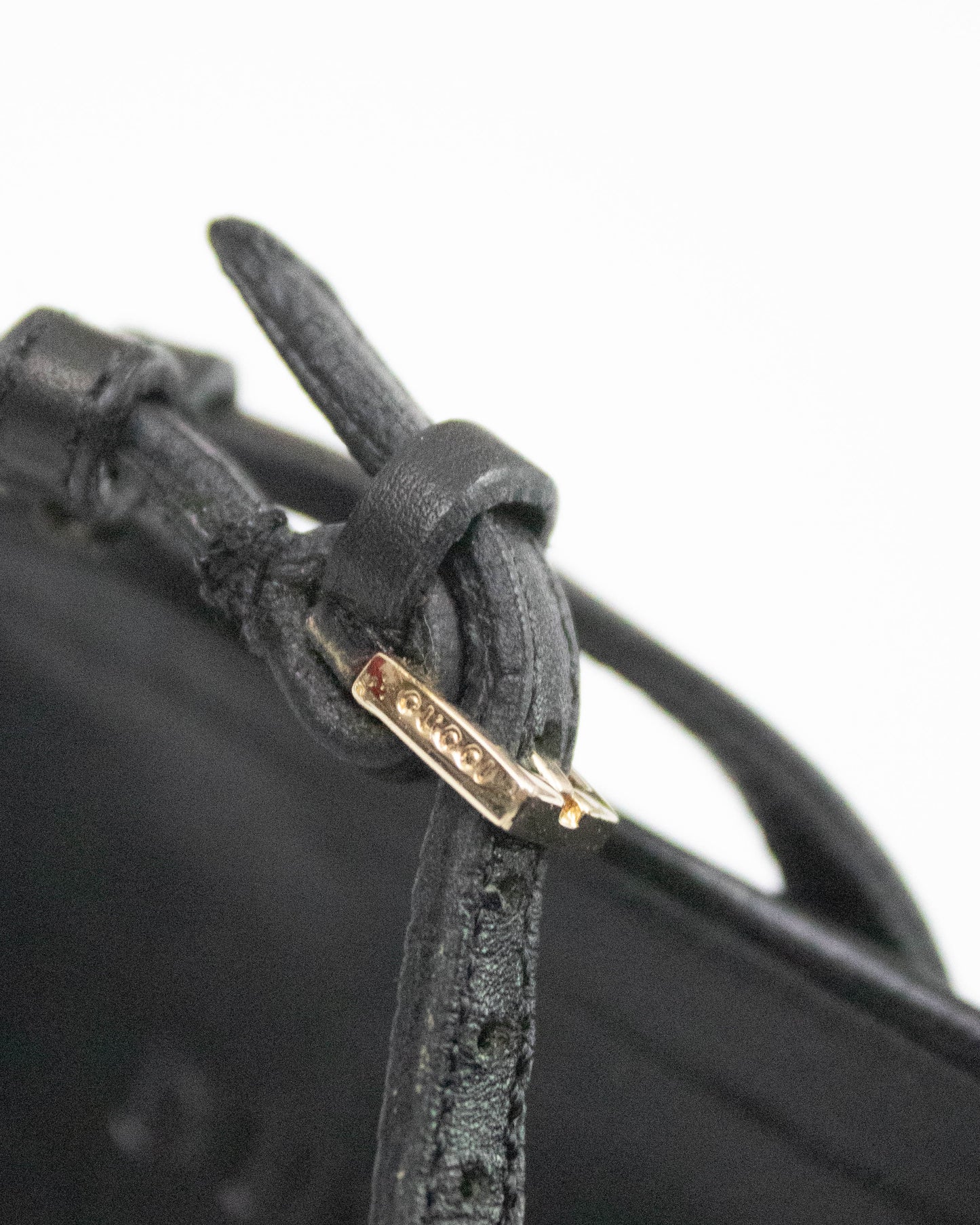 Vintage Gucci Black Leather Interlocking G Logo Strappy Sandals / 38 (US 8)