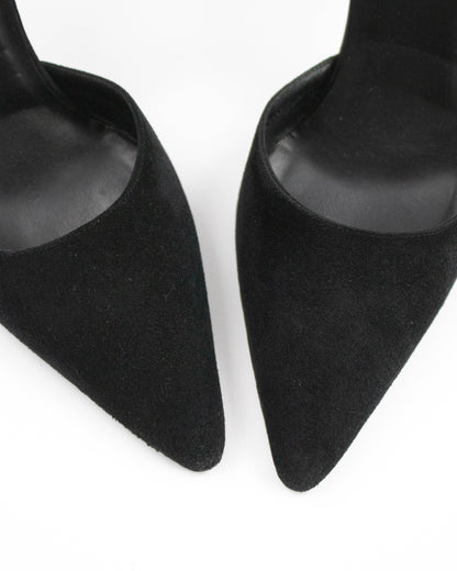 Vintage Gucci by Tom Ford Black Suede Pumps Logo Plate Detail / 35.5 (US 5.5)