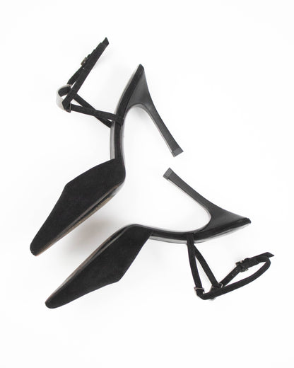 Vintage Gucci by Tom Ford Black Suede Pumps Logo Plate Detail / 35.5 (US 5.5)
