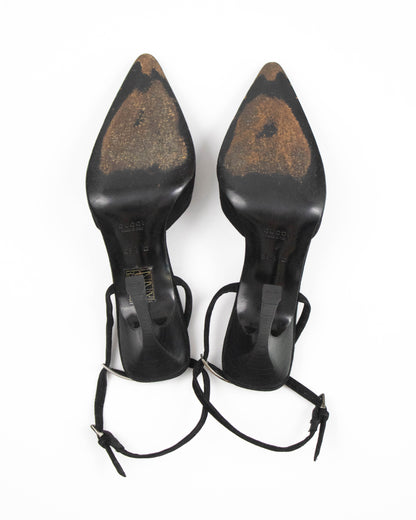 Vintage Gucci by Tom Ford Black Suede Pumps Logo Plate Detail / 35.5 (US 5.5)