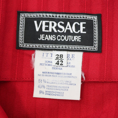 Vintage 1995 Versace Jeans Couture Scalloped Neckline Dress Medusa Head Straps / XS-S