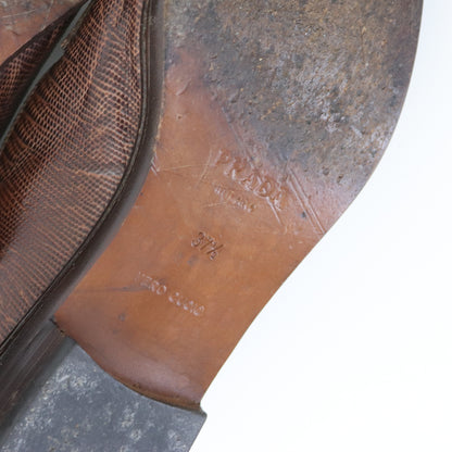 Vintage 1990s Prada Milano Reptile Lizard Leather Classic Loafer Shoes / 37.5 (US 7.5)