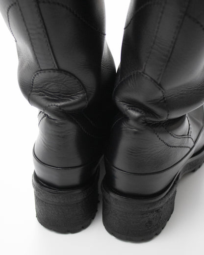 Vintage F/W 2009 Prada Runway Black Leather Garter Strap Boots / 39 (US 9)