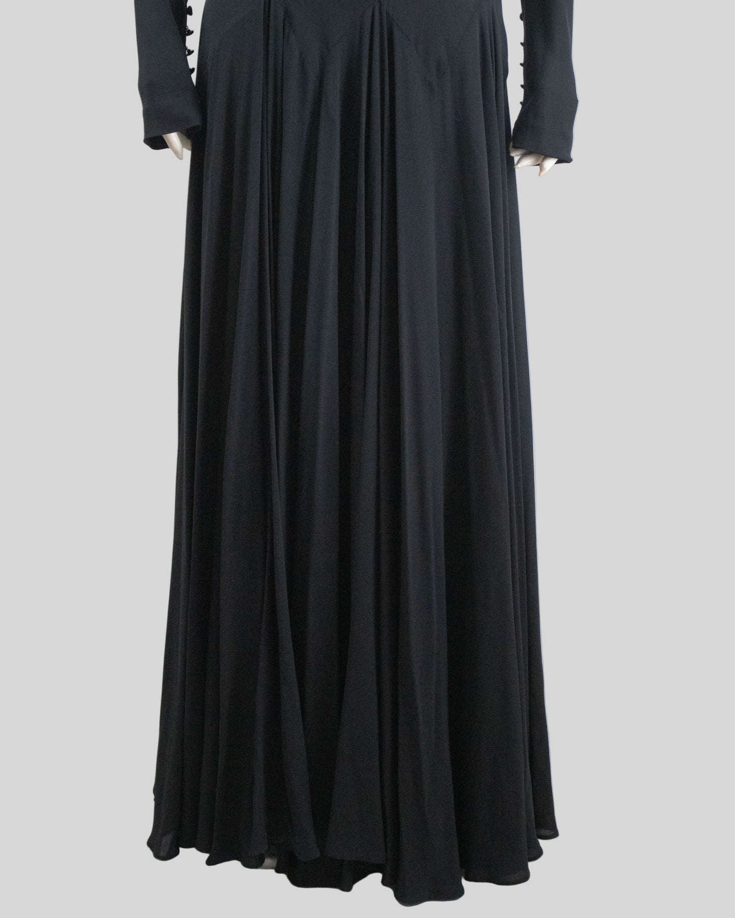 Vintage F/W 2002 Calvin Klein Collection Runway Black Silk Maxi Gown Dress / 8 (S-M)