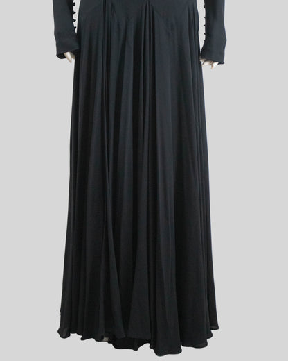 Vintage F/W 2002 Calvin Klein Collection Runway Black Silk Maxi Gown Dress / 8 (S-M)