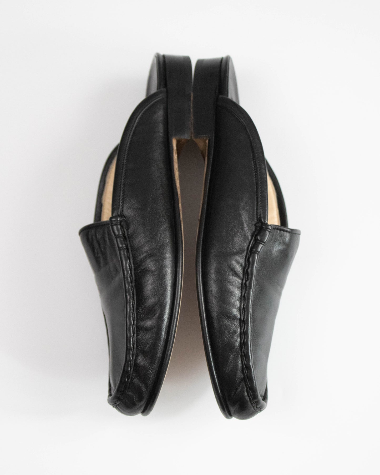 Vintage Manolo Blahnik Black Leather Loafer Mule Flat Shoes / 35.5 (US 5.5)