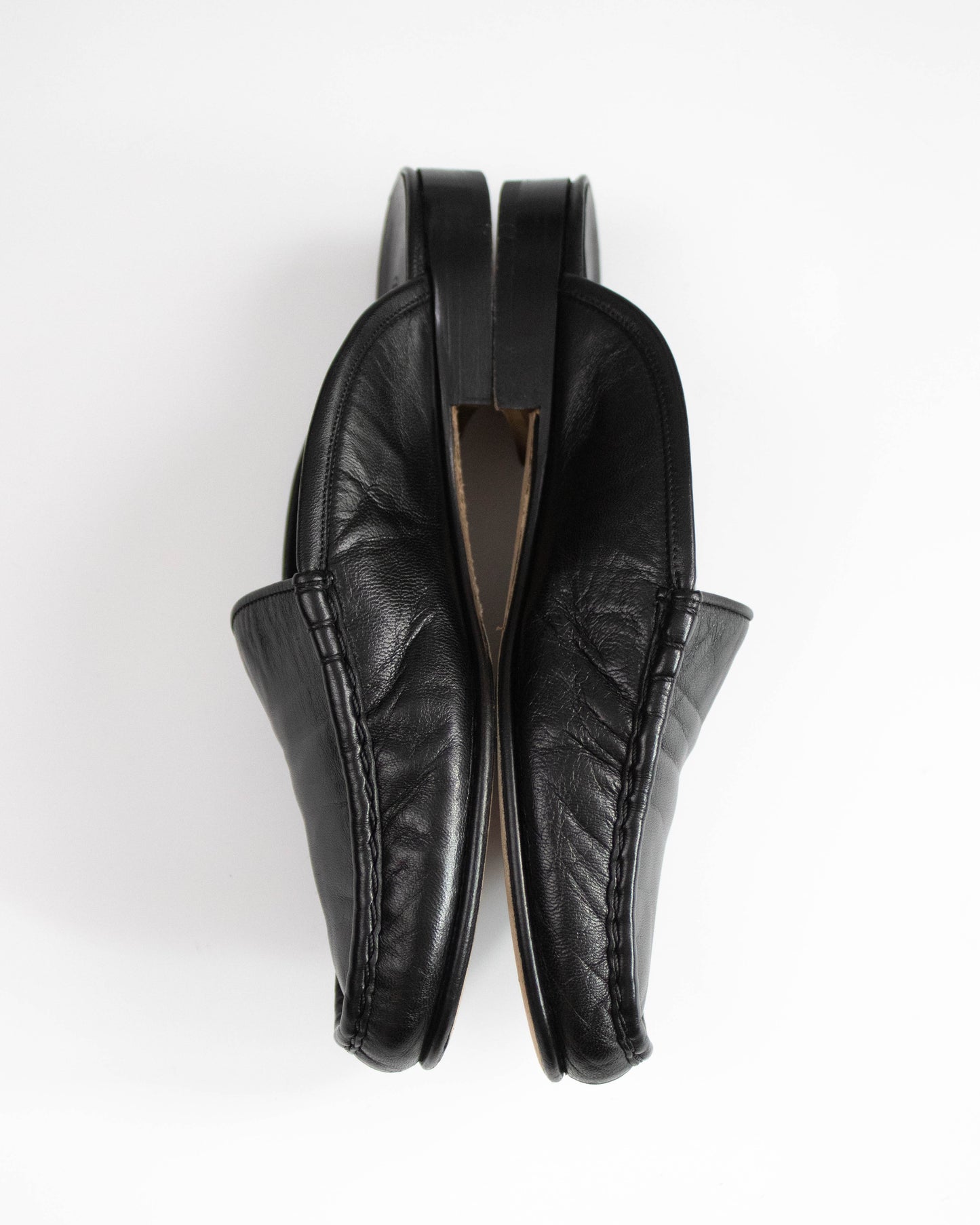 Vintage Manolo Blahnik Black Leather Loafer Mule Flat Shoes / 35.5 (US 5.5)