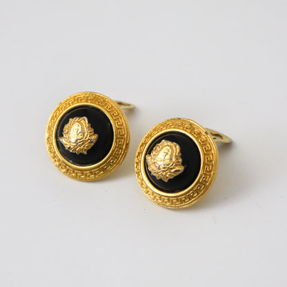 Vintage 1990s Gianni Versace Gold Medusa Head Clip-On Earrings