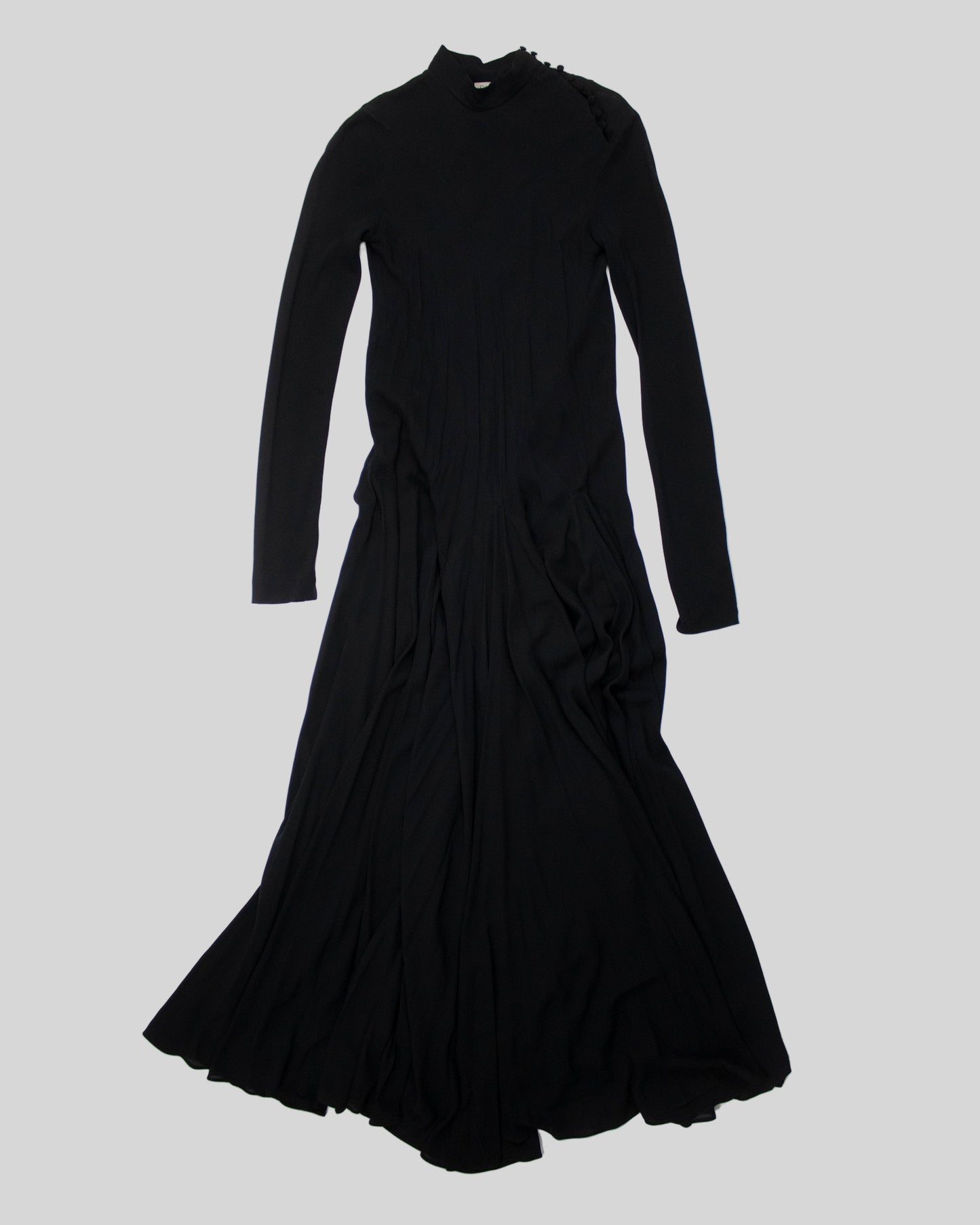 Vintage F/W 2002 Calvin Klein Collection Runway Black Silk Maxi Gown Dress / 8 (S-M)