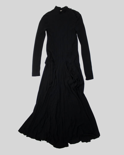 Vintage F/W 2002 Calvin Klein Collection Runway Black Silk Maxi Gown Dress / 8 (S-M)