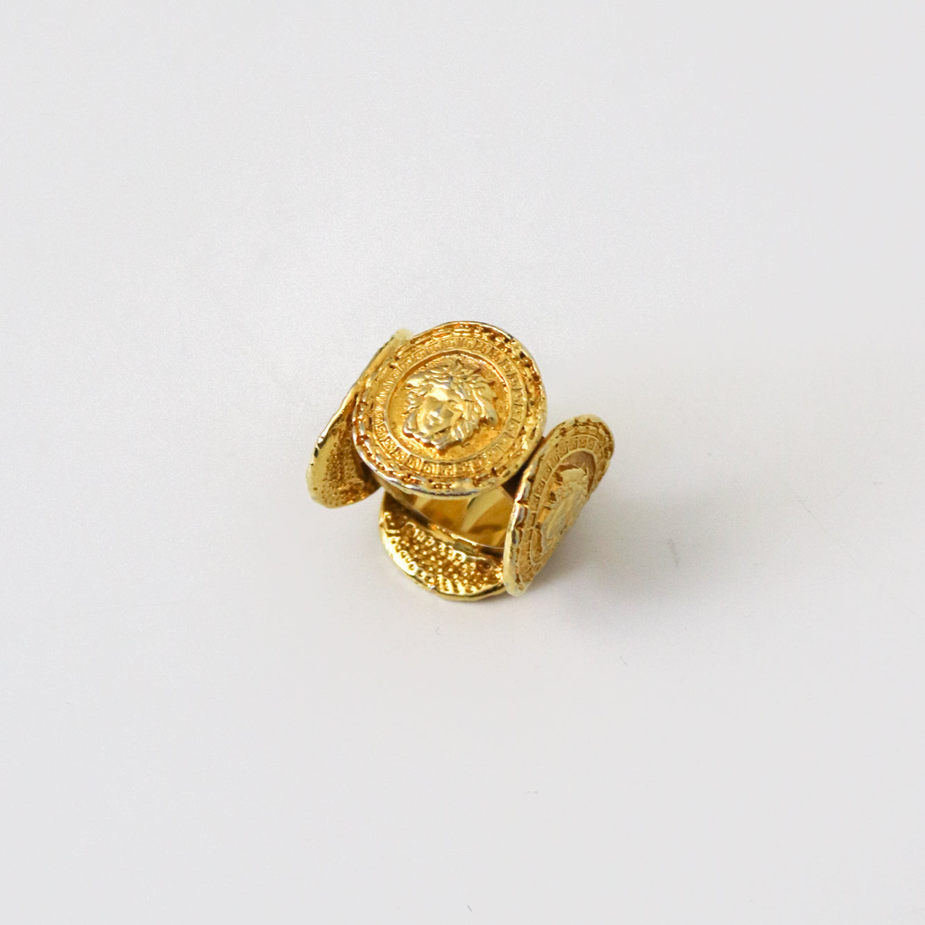 Vintage Gianni Versace Medusa Coin Gold Toned Ring As seen on Lady Gaga