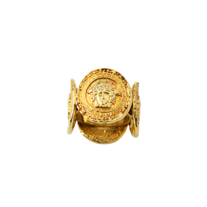 Vintage Gianni Versace Medusa Coin Gold Toned Ring As seen on Lady Gaga