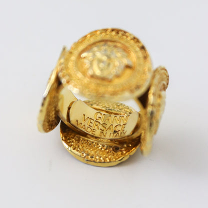 Vintage Gianni Versace Medusa Coin Gold Toned Ring As seen on Lady Gaga