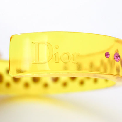 Vintage Christian Dior Galliano Era Yellow Lucite Pink Swarovski Crystal Bracelet As seen in Sex And The City