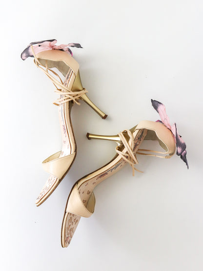 Vintage Vicini Giuseppe Zanotti Leather Lace Up Butterfly Sandals / 38 (US 8)