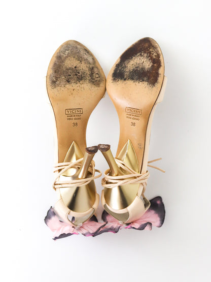 Vintage Vicini Giuseppe Zanotti Leather Lace Up Butterfly Sandals / 38 (US 8)