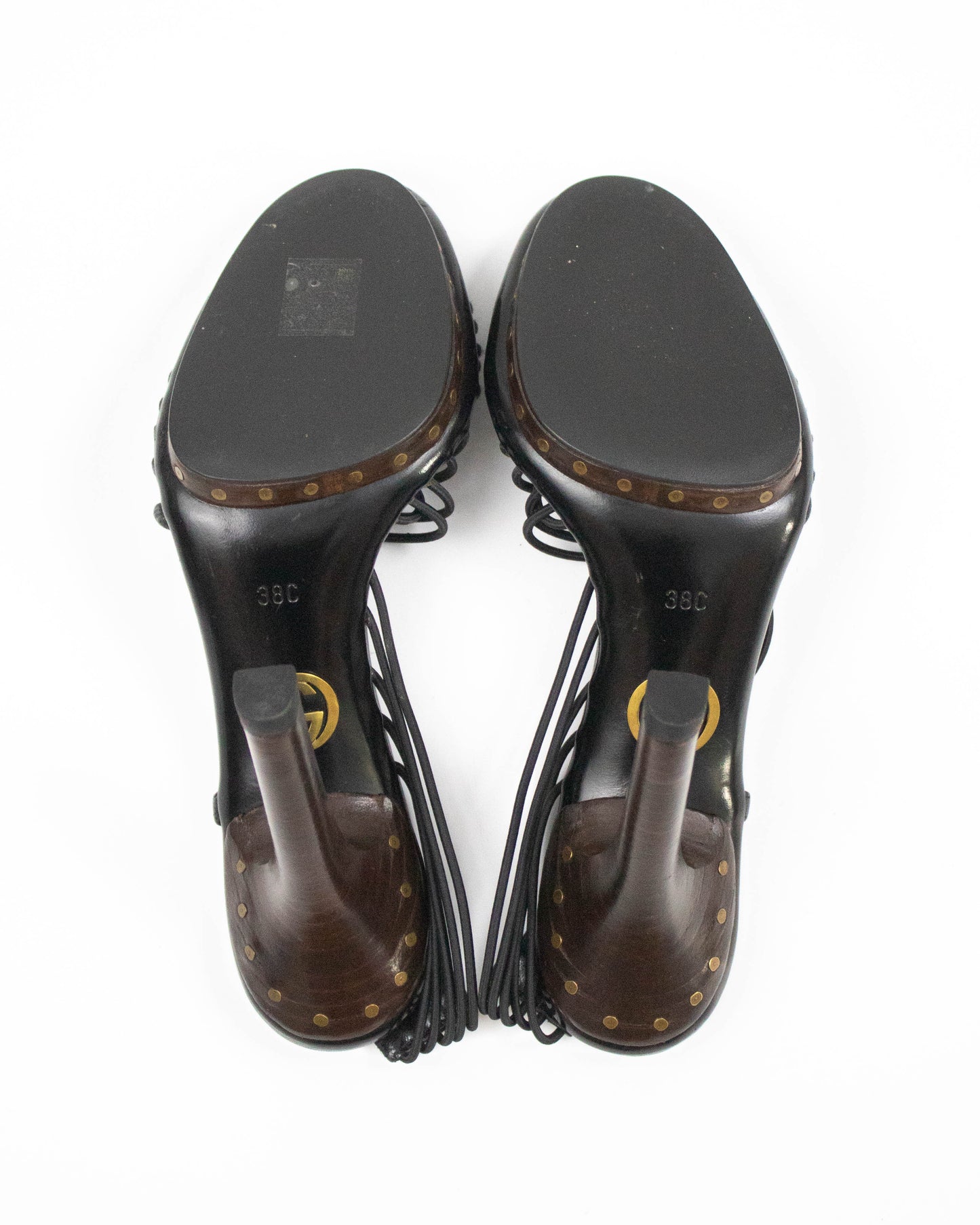 Vintage F/W 2003 Gucci by Tom Ford Black Leather Strappy Sandals / 38 (US 8)