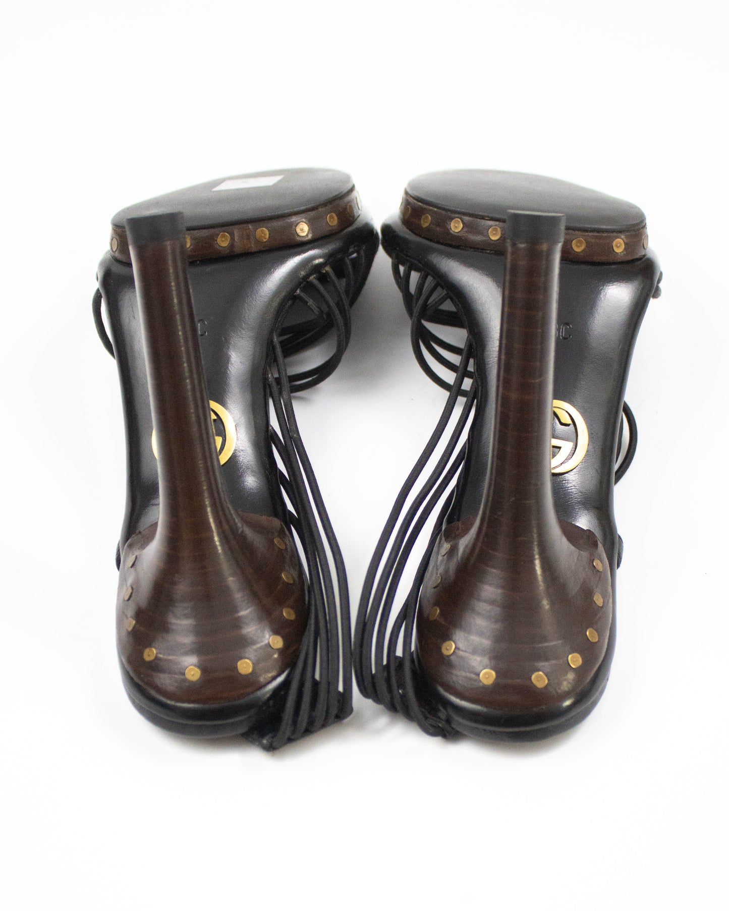 Vintage F/W 2003 Gucci by Tom Ford Black Leather Strappy Sandals / 38 (US 8)