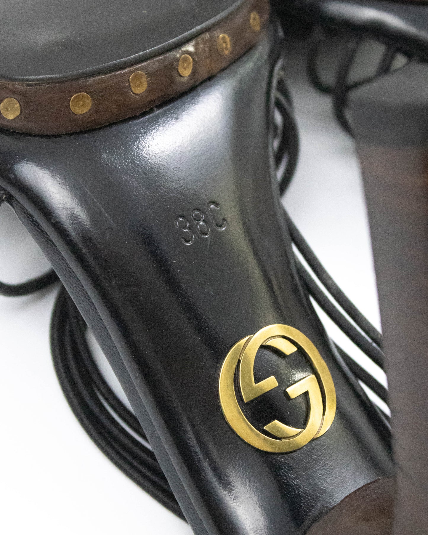 Vintage F/W 2003 Gucci by Tom Ford Black Leather Strappy Sandals / 38 (US 8)