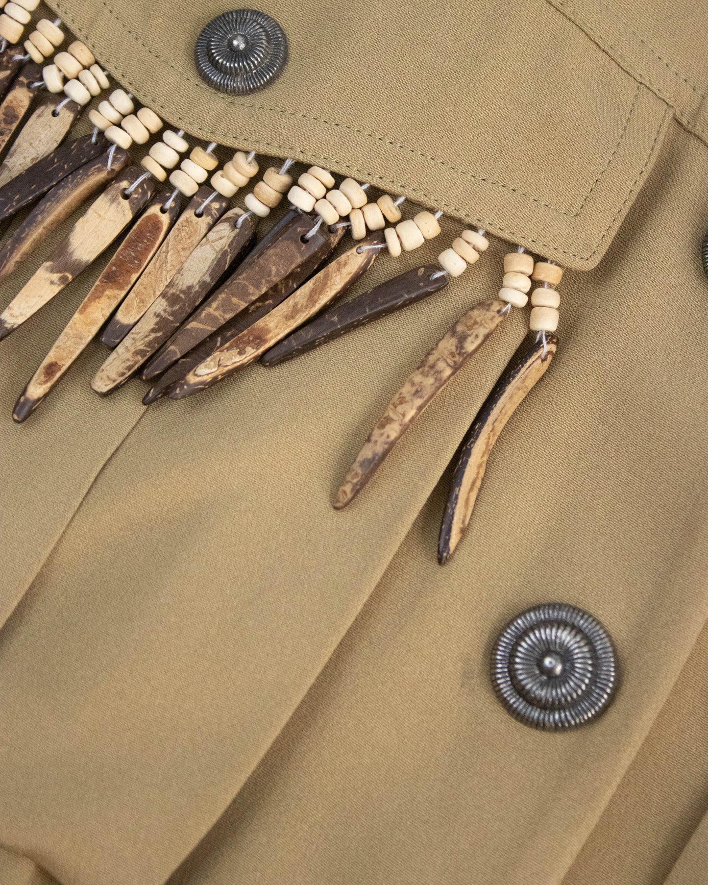 Vintage S/S 1989 Rifat Ozbek Coconut Shell Fringe Jacket / IT 40 (XS-S)