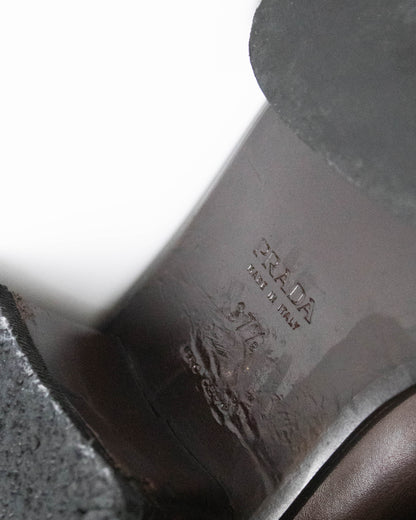 Vintage Prada S/S 1999 Brown Leather Split Sole Boots / 37.5 (US 7.5)