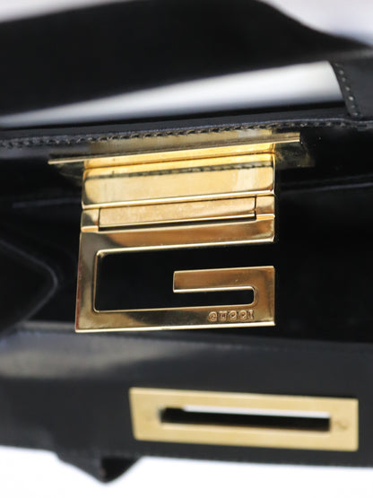 F/W 1997 Gucci by Tom Ford Black Mini Top Handle Bag Square G Clasp