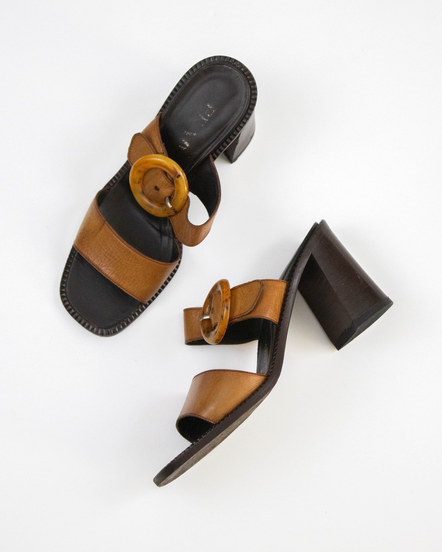 Vintage S/S 1996 Prada 'Ugly Chic' Block Heel Mules / 38 (US 8)