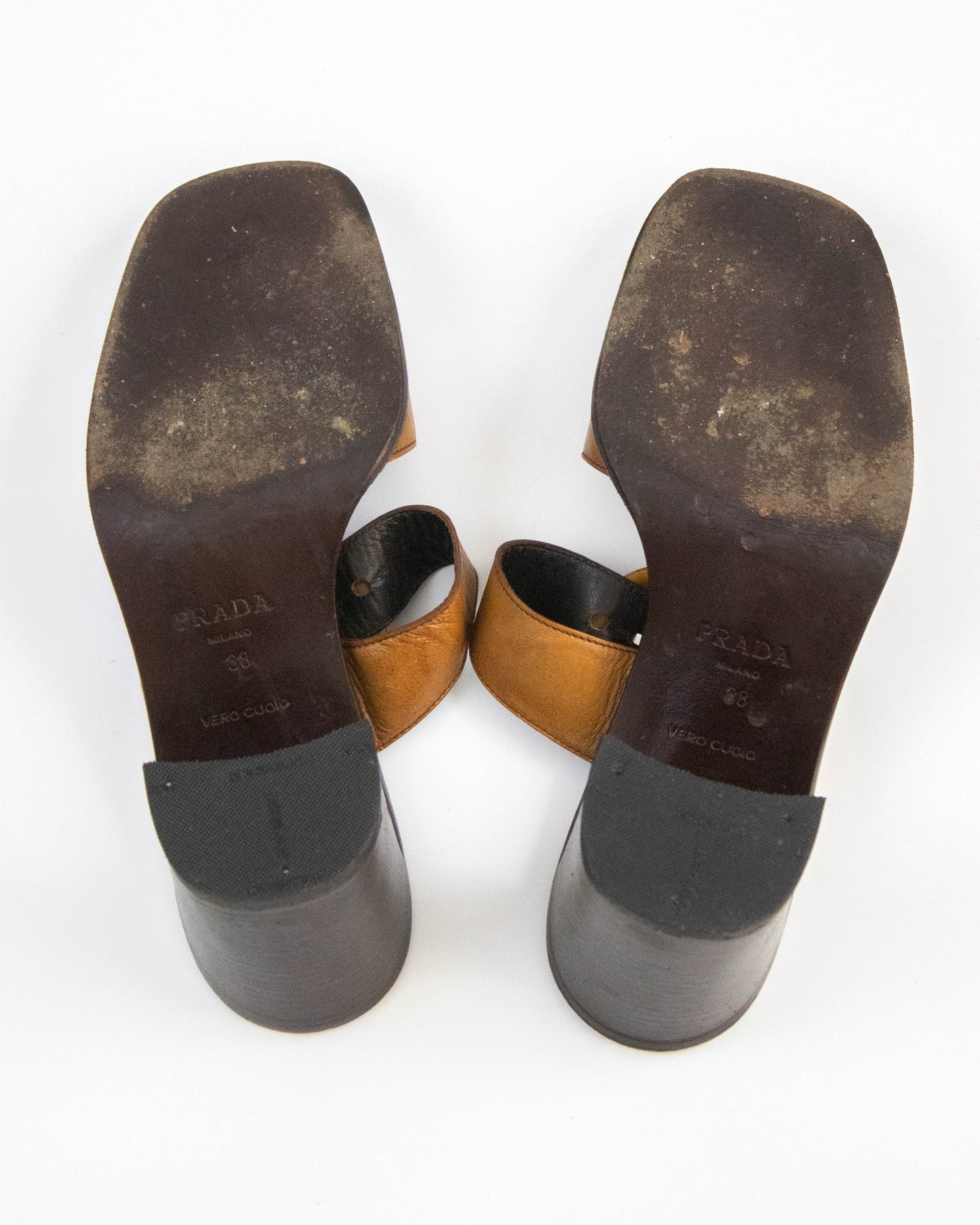 Vintage S/S 1996 Prada 'Ugly Chic' Block Heel Mules / 38 (US 8)