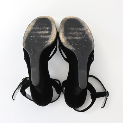 Vintage 1998 Dolce&Gabbana Velvet Wedge Platform Leopard Trim Sandals / 38 (US 8)