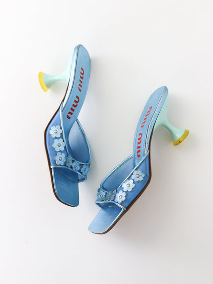 Vintage 1999 Miu Miu Prada Mesh Mules Flower Detail / 35 (US 5)