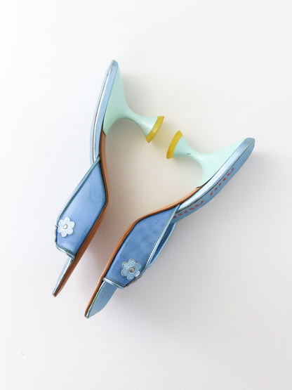 Vintage 1999 Miu Miu Prada Mesh Mules Flower Detail / 35 (US 5)