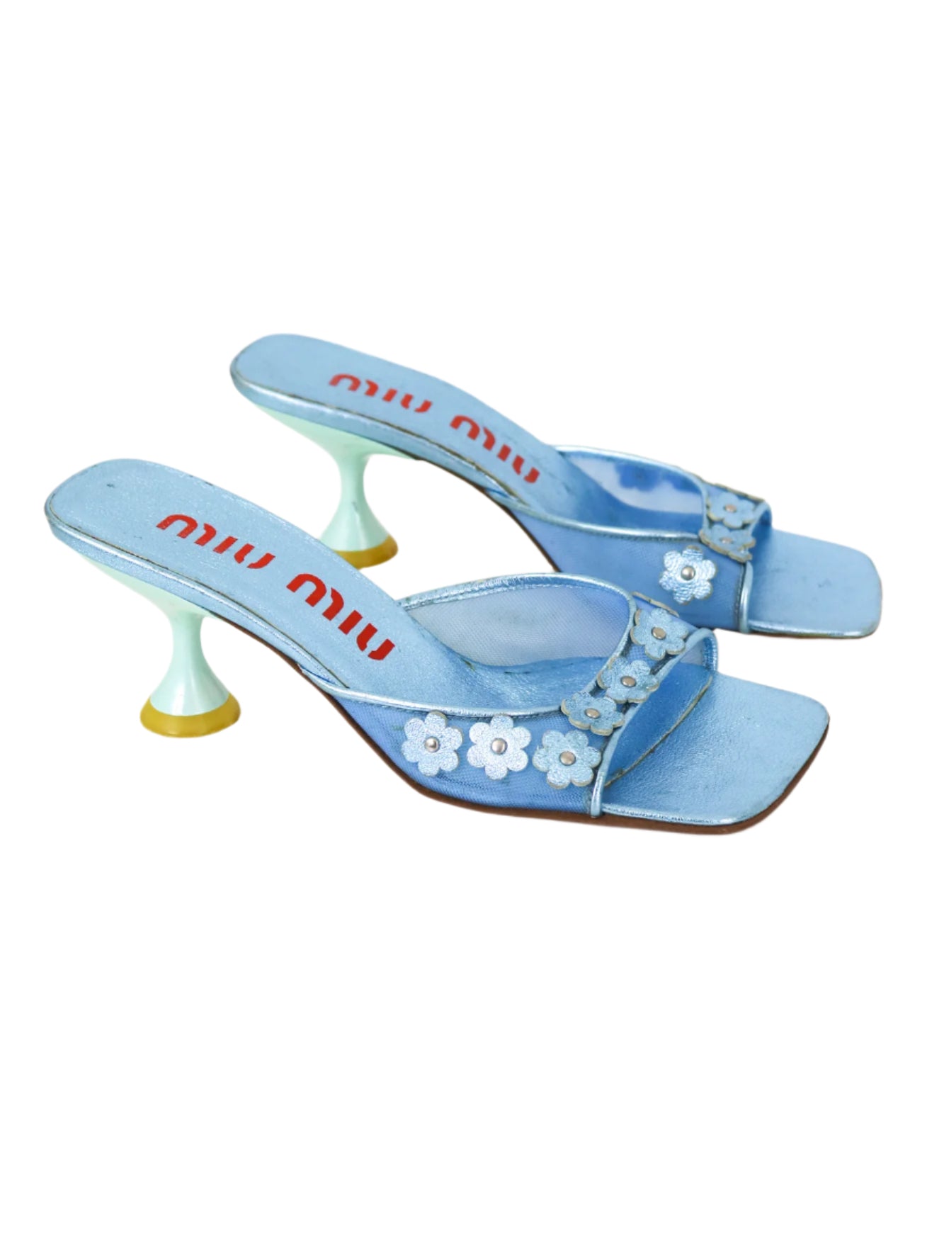 Vintage 1999 Miu Miu Prada Mesh Mules Flower Detail / 35 (US 5)