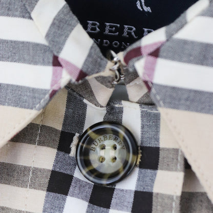 Vintage 2000s Burberry London Cotton Blend Nova Check Tartan Trench Coat / S-M