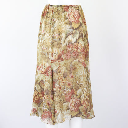 Vintage 1990s Calvin Klein Collection Floral Print Silk Skirt / XS-S