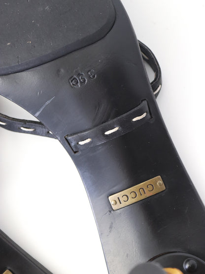 Vintage S/S 2002 Gucci by Tom Ford Black Bamboo Kitten Heel Mules / 39 (US 9)