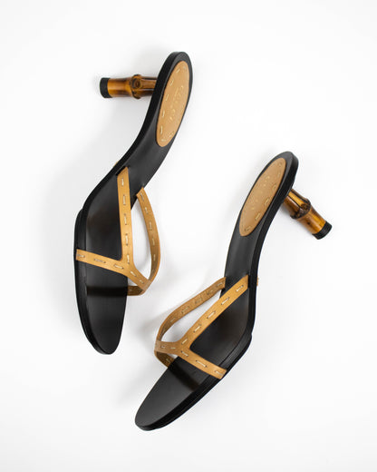 Vintage S/S 2002 Gucci by Tom Ford Bamboo Mule Kitten Heels / 37 (US 7)