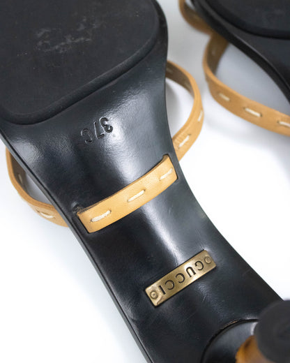 Vintage S/S 2002 Gucci by Tom Ford Bamboo Mule Kitten Heels / 37 (US 7)