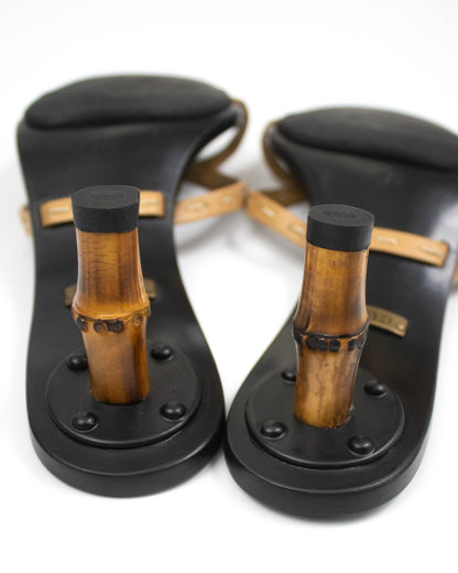 Vintage S/S 2002 Gucci by Tom Ford Bamboo Mule Kitten Heels / 37 (US 7)
