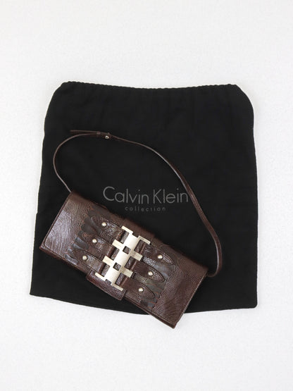 Vintage 2005 Calvin Klein Collection Leather Baguette Bag