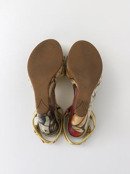 S/S 2008 Prada Fairy Collection James Jean Printed Wedge Heels / 36 (US 6)