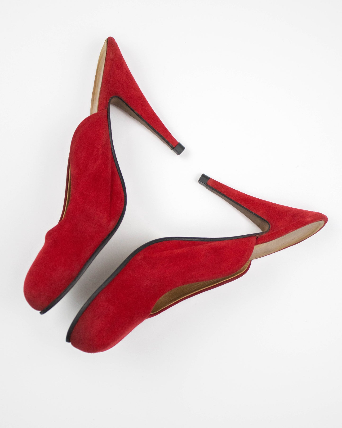 Vintage S/S 2000 Vivienne Westwood Red Suede Animal Toe Mule Heels / 37 (US 7)