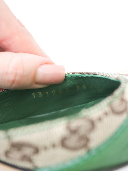 Vintage Gucci by Tom Ford Green GG Monogram Horsebit Chain Detail Mules / 36 (US 6)