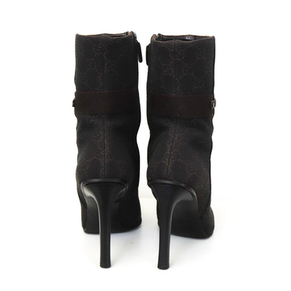 Vintage Gucci by Tom Ford Brown GG Monogram Canvas Ankle Boots Heels / 36.5 (US 6.5)