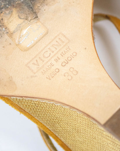 Vintage Vicini Giuseppe Zanotti Crystal Leaf Fruit Detail Wedge Heels / 38 (US 8)